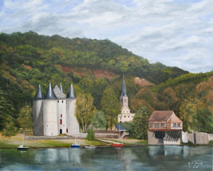 Peinture intitulée "Vue sur Vernonnet" par Michel De Ruyck, Œuvre d'art originale, Huile Monté sur Châssis en bois