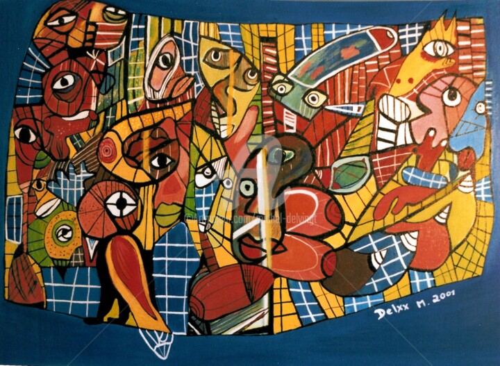 Malerei mit dem Titel "Tapisserie océane" von Michel Delvingt, Original-Kunstwerk, Acryl