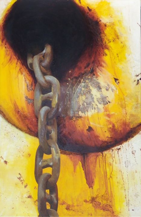 Peinture intitulée "Oscar-Jupiter" par Michel Godard, Œuvre d'art originale, Acrylique Monté sur Châssis en bois