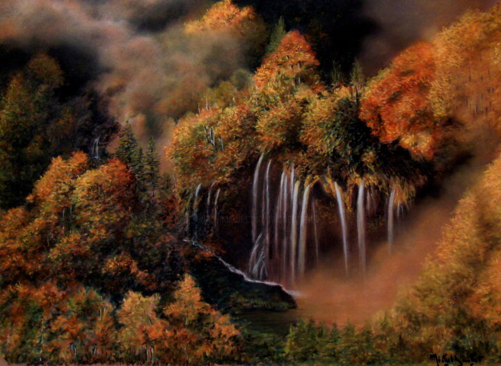 Dessin intitulée "Pastel d'Automne -…" par Michel Guillet, Œuvre d'art originale, Pastel