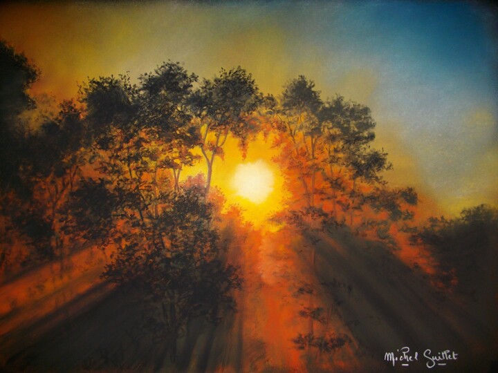 Drawing titled "Le soleil s'est cou…" by Michel Guillet, Original Artwork, Pastel