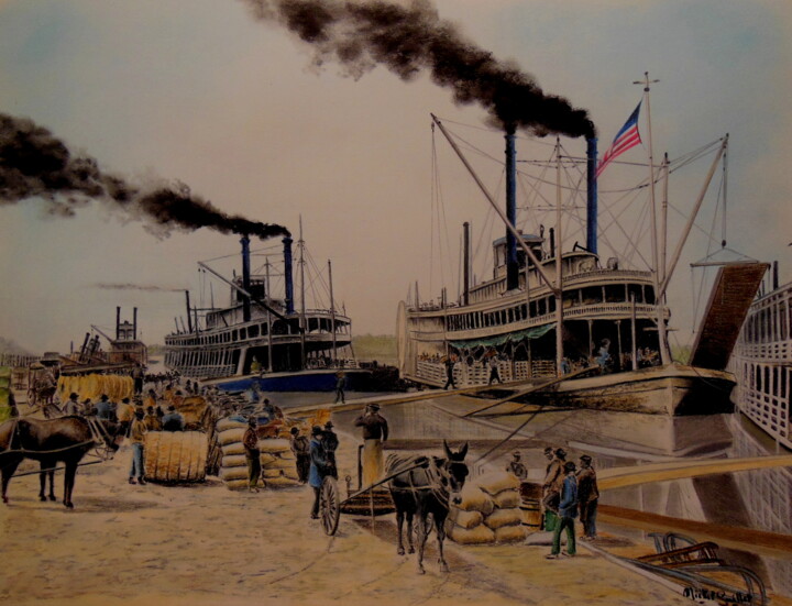 Drawing titled "Mississippi" by Michel Guillet, Original Artwork, Pastel