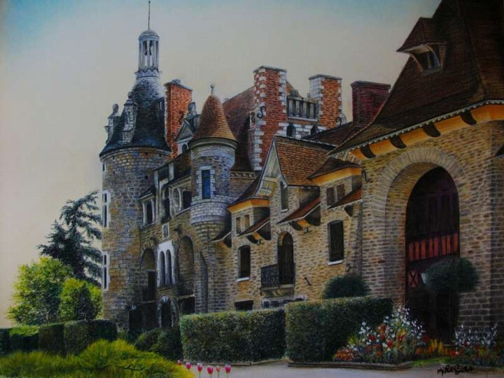 Zeichnungen mit dem Titel "Château de Dames -…" von Michel Guillet, Original-Kunstwerk, Pastell