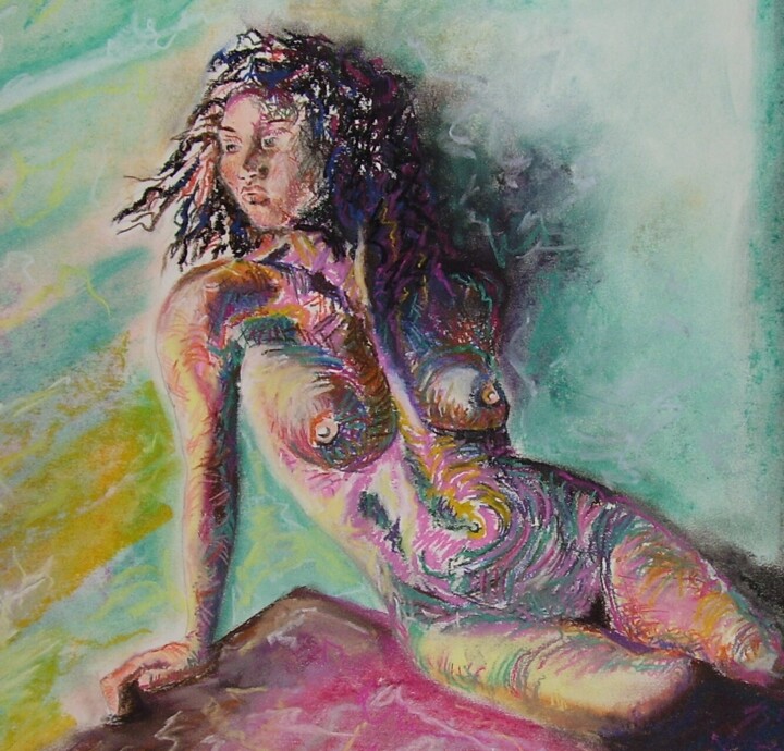 Peinture intitulée "femme 1" par Michel Poujol, Œuvre d'art originale, Pastel