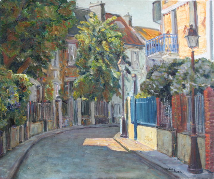 Painting titled "La campagne à Paris" by Mth, Original Artwork, Oil