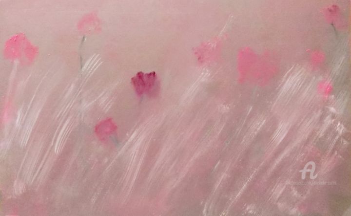 Malerei mit dem Titel "Wild Flowers In The…" von Michela Curtis, Original-Kunstwerk, Öl Auf Andere starre Platte montiert