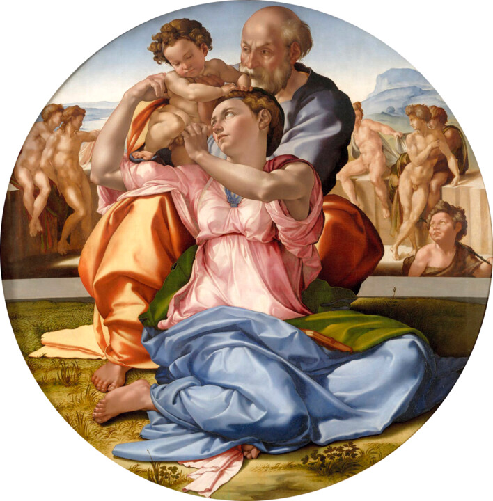 Pittura intitolato "Tondo Doni" da Michelangelo, Opera d'arte originale, Tempera