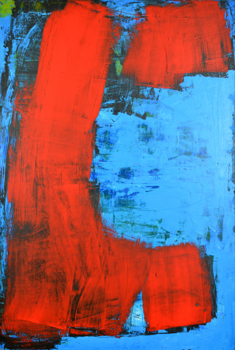 Картина под названием "Mouvement N° 1" - Michel Boucharinc, Подлинное произведение искусства, Акрил Установлен на Деревянная…