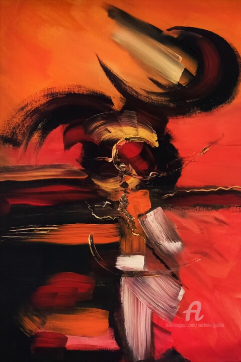 Картина под названием "YANG" - Michele Guillot, Подлинное произведение искусства, Акрил Установлен на Деревянная рама для но…