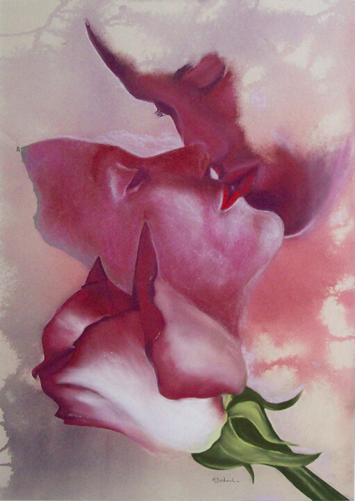 "rose-baiser." başlıklı Tablo Michelle Dechaud tarafından, Orijinal sanat, Pastel