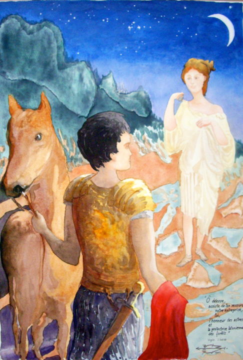 Картина под названием "Ô déesse..." - Michel Munier, Подлинное произведение искусства, Масло