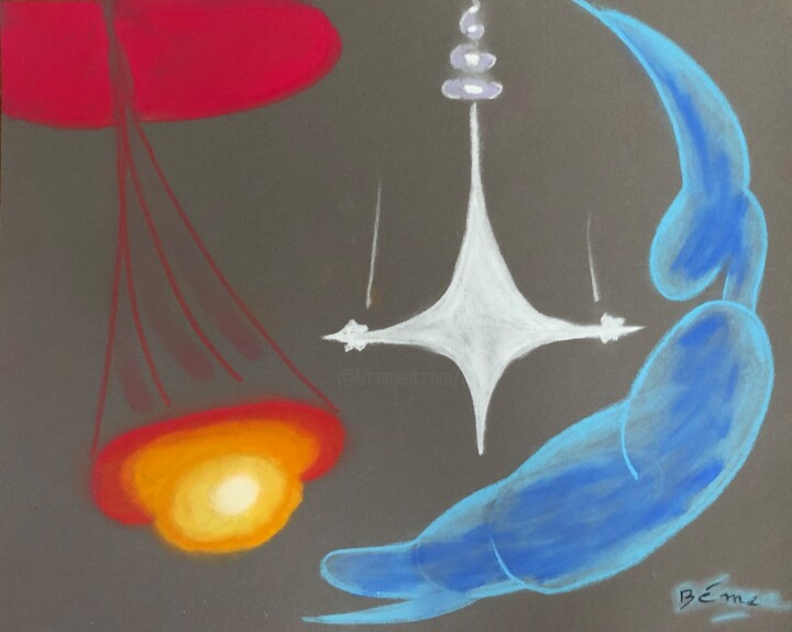 Schilderij getiteld "Contact" door Miel, Origineel Kunstwerk, Pastel