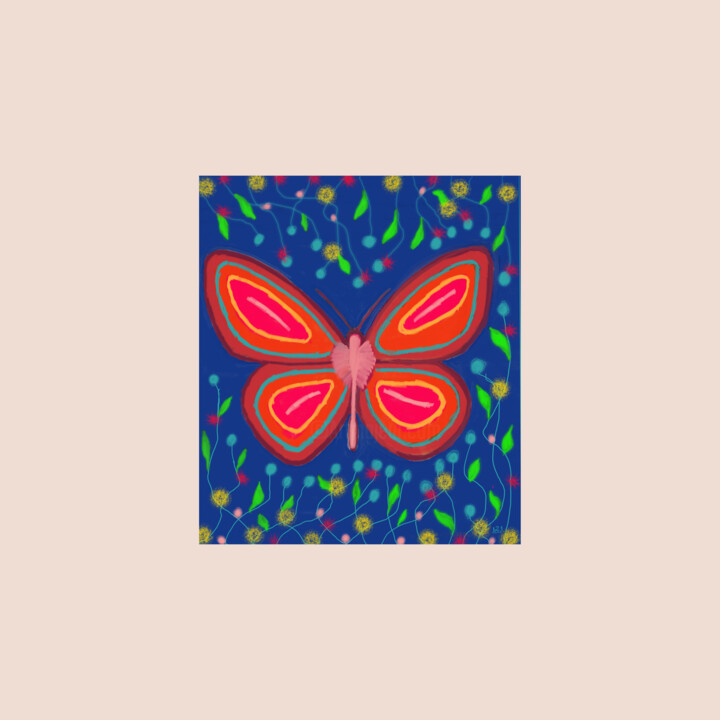 Grafika cyfrowa / sztuka generowana cyfrowo zatytułowany „Mariposa de colores” autorstwa Miguel Sanguesa, Oryginalna praca,…
