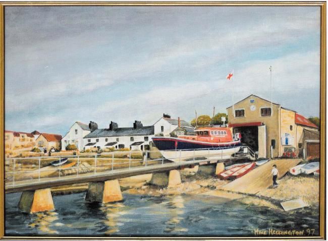 Pintura titulada "Swannage Lifeboat" por Mike Harrington, Obra de arte original