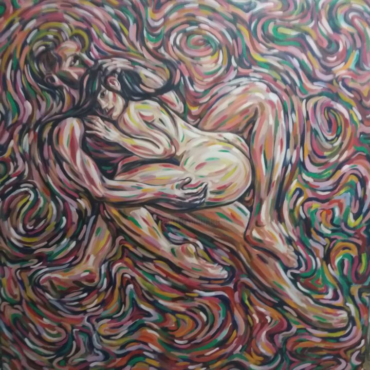 Pintura titulada "Los amantes del vie…" por Mikel Love, Obra de arte original, Oleo