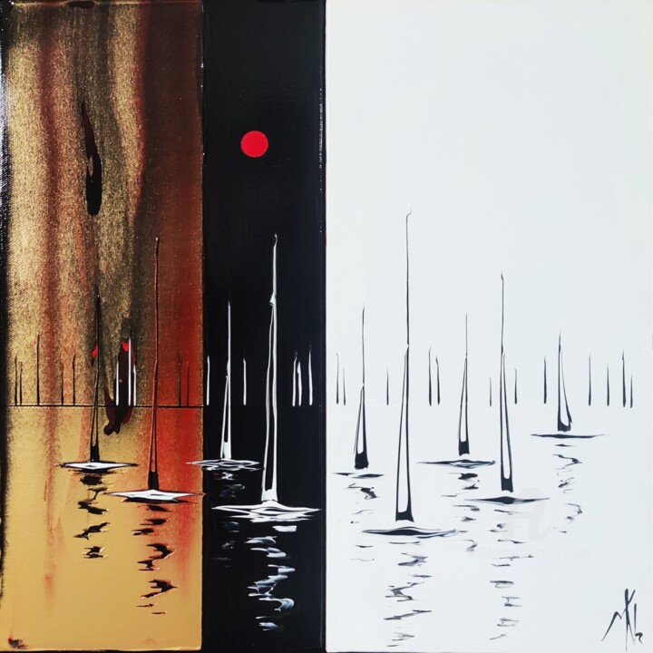 Peinture intitulée "Diptyque "Au port,…" par Mikha, Œuvre d'art originale, Acrylique Monté sur Châssis en bois