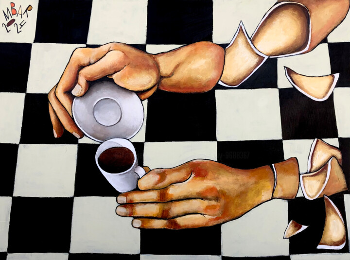 Pintura titulada "Passion for coffee" por Mikhail Baranovskiy, Obra de arte original, Acrílico Montado en Bastidor de camill…