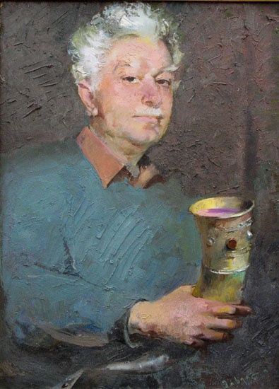 Peinture intitulée ""Self-Portrait"" par Mikhail Gabunia, Œuvre d'art originale, Huile