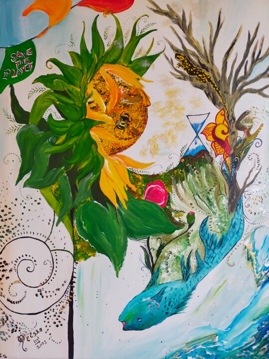 Pintura intitulada "Save the Planet" por Miléna Rylska, Obras de arte originais, Acrílico