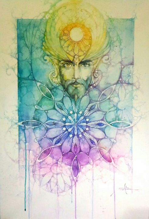 Painting titled "Mandala Harmony/Ман…" by Milena Sochilina, Original Artwork, Watercolor