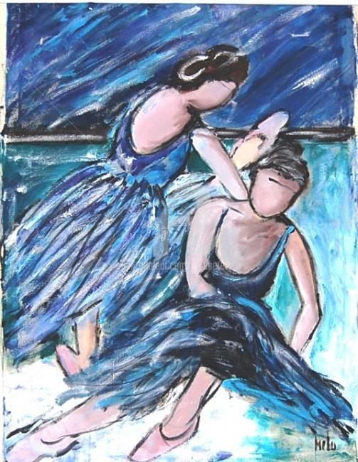 Painting titled "bailarinas em fundo…" by Milu Petersen, Original Artwork