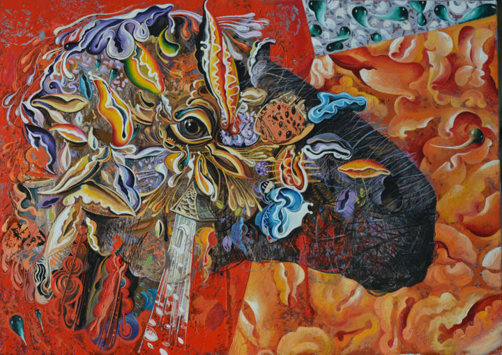 Malerei mit dem Titel "A journey on a pape…" von Milutin Obradovic, Original-Kunstwerk, Öl