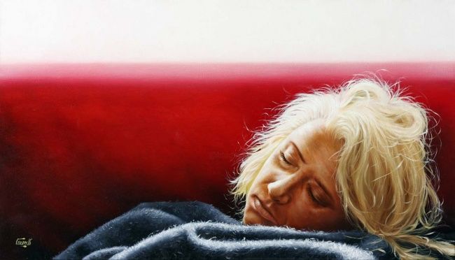 Картина под названием "Paola e i sogni" - Mimmo Ceccarelli, Подлинное произведение искусства, Масло