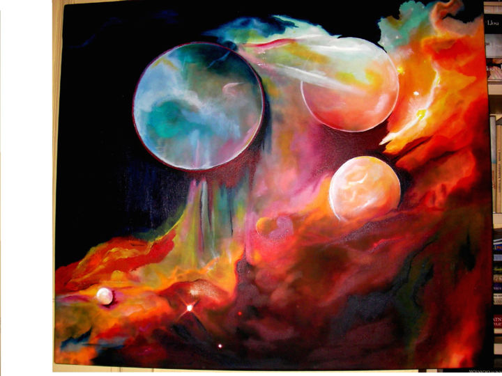 Schilderij getiteld "Universum" door Mira Kuzel, Poezja, Obrazy, Portrety Na , Origineel Kunstwerk, Acryl