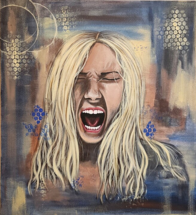 Peinture intitulée "Blonde scream" par Mirela Leu, Œuvre d'art originale, Acrylique