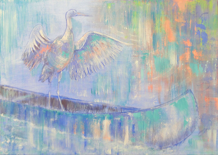 Schilderij getiteld "Flight" door Miriam Van Cleemput, Origineel Kunstwerk, Olie