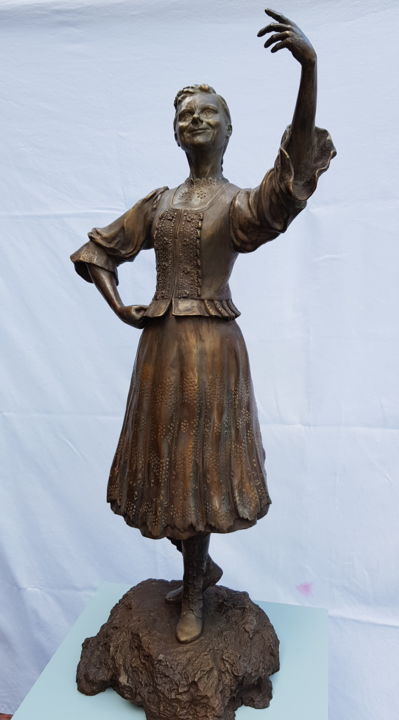 Sculpture intitulée "Krakovianka" par Miroslav Mlkvik, Œuvre d'art originale, Bronze