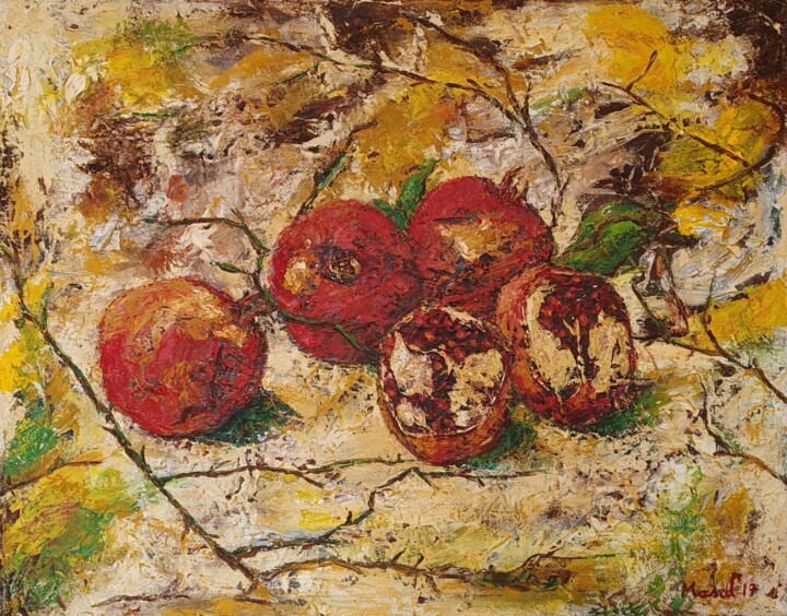 Peinture intitulée "Granatäpfel I" par Mirsada Masal, Œuvre d'art originale, Huile