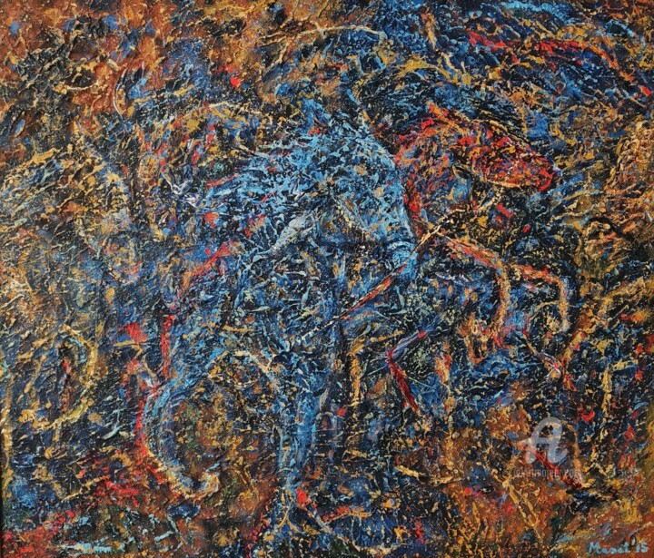 Pintura titulada "Pferde II" por Mirsada Masal, Obra de arte original, Oleo Montado en Bastidor de camilla de madera