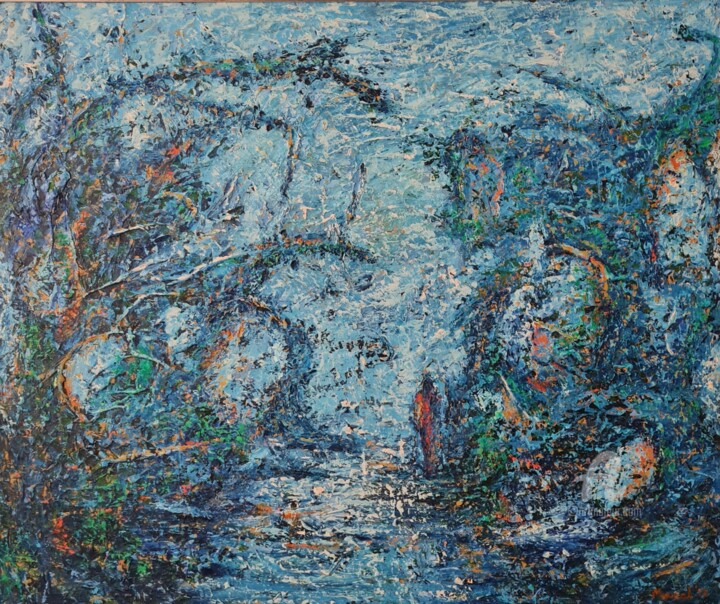 Schilderij getiteld "Improvisation II" door Mirsada Masal, Origineel Kunstwerk, Olie Gemonteerd op Houten paneel