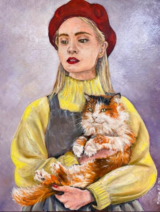 「Girl in a yellow sw…」というタイトルの絵画 Mishanina Juliaによって, オリジナルのアートワーク, オイル