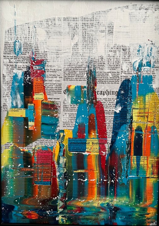 Картина под названием "Город 2" - Mishel Larsen, Подлинное произведение искусства, Акрил