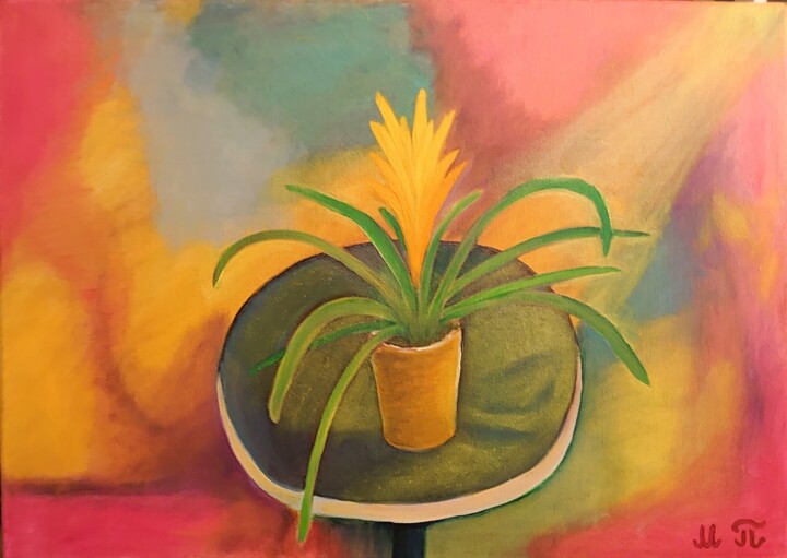 Peinture intitulée "Guzmania" par Mister Pi, Œuvre d'art originale, Huile