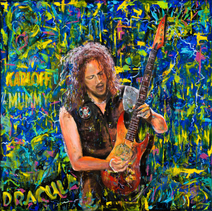 Painting titled "Kirk Hammett" by Mk Anisko, Original Artwork, Oil
