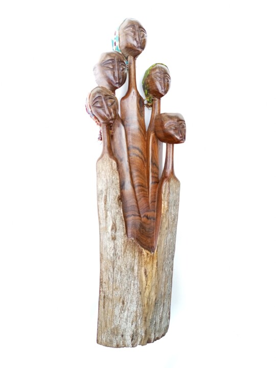 Sculpture intitulée "African women art,…" par Jafeth Moiane, Œuvre d'art originale, Bois