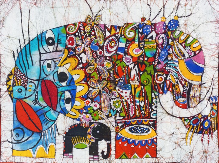 Painting titled "Elephant home decor…" by Jafeth Moiane, Original Artwork, Wax