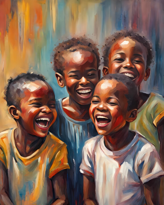 "Childhood laughter,…" başlıklı Tablo Jafeth Moiane tarafından, Orijinal sanat, Akrilik