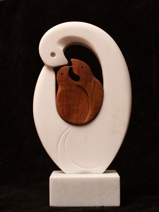 Sculpture titled "Bird family" by Mladen Milanov, Original Artwork, Stone
