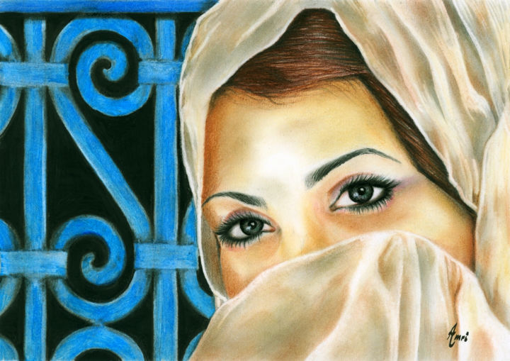 Painting titled "Tunisian Beauty "Se…" by Amri Mohamed, Original Artwork