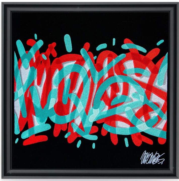 Arte textil titulada "Momies Graffito" por Momies, Obra de arte original, Bordado