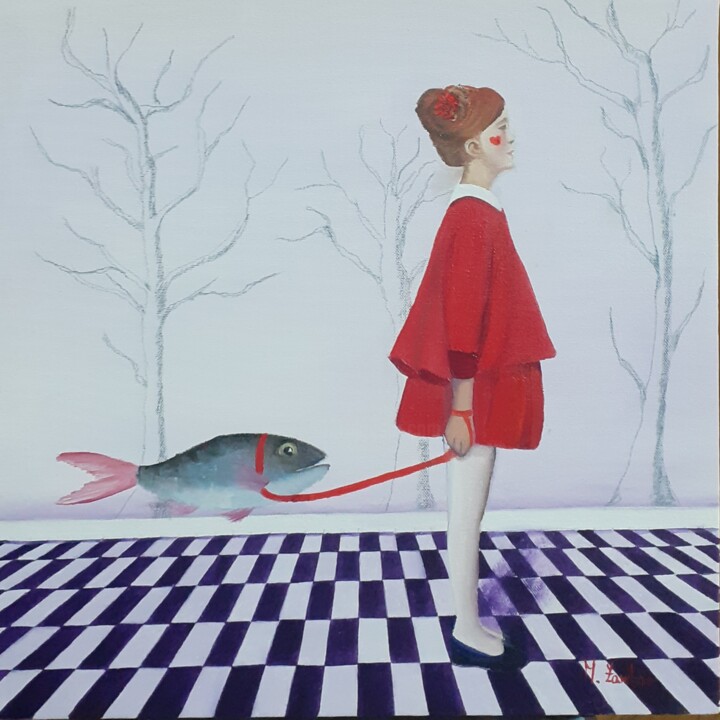 绘画 标题为“Un pesce per amico” 由Monica Zambon, 原创艺术品, 油