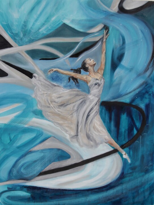 Pintura intitulada "Dance of the Flow" por Mónika Katalin Pál, Obras de arte originais, Óleo