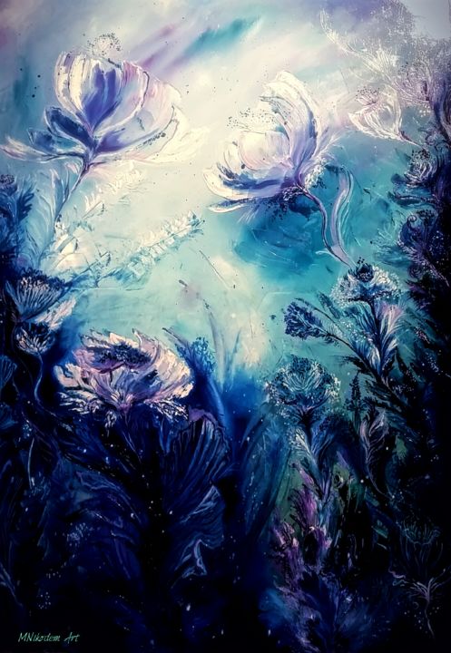 Painting titled "Flowers of Atlantis" by Mónika Nikodém, Original Artwork, Oil