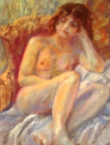 "Belle endormie" başlıklı Tablo Monique Marie François (Moma) tarafından, Orijinal sanat, Pastel