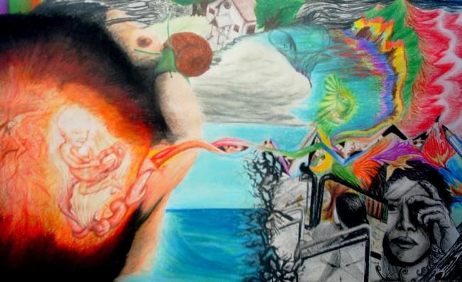 Картина под названием "Luz, Vida y Quiebre" - El Amanecer De Los Colores, Подлинное произведение искусства, Масло