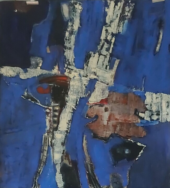 Pittura intitolato "Bleu invasion en gé…" da Monique Morellec, Opera d'arte originale, Acrilico